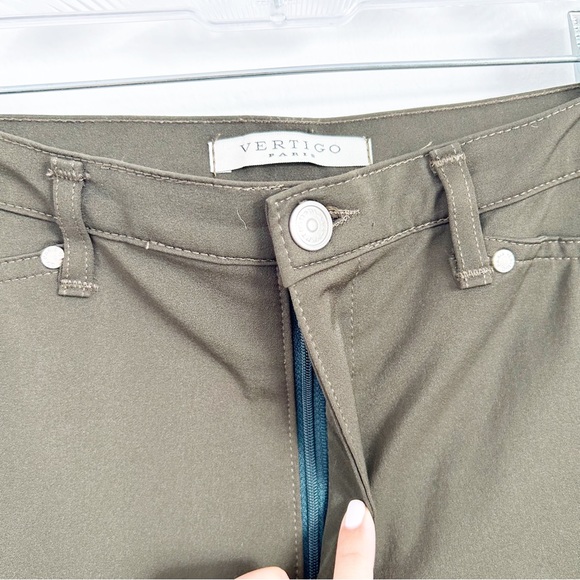 Vertigo Paris Made in France Green Nylon Blend Stretch Trouser Pants Size US 8 - Picture 5 of 9